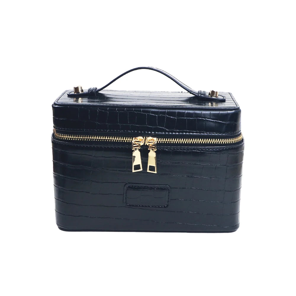 Customized Name PU Leather Cosmetic Bag with Zoned Storage and Large Capacity Toiletry Bag for Autumn and Winter New Products