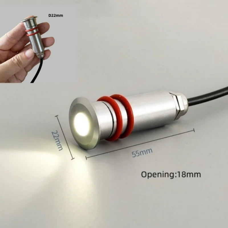 DC12V 24V LED Mini Underwater Light IP68 Waterproof Underground Lamp Spotlight Stainless Steel for Pool Stair Step Pathway Deck