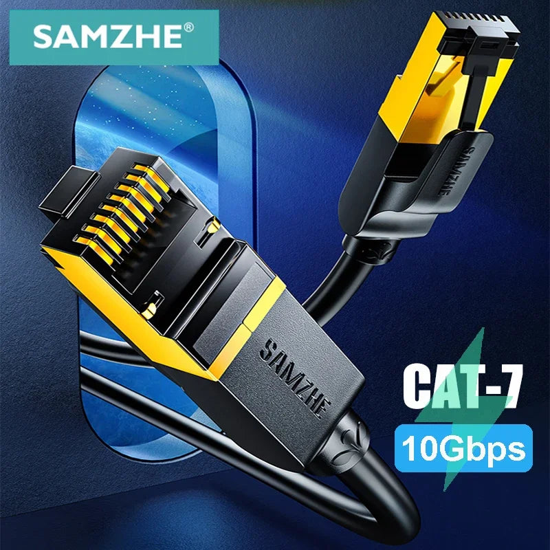 Samzhe Cat7 Heavy Duty High Speed 10Gbps Internet Network Cable Professional LAN Cable Shielded for Gaming Streaming Home Office