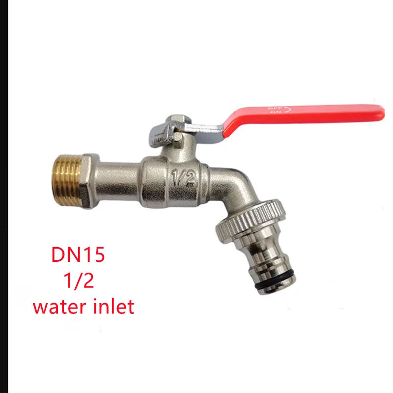 Garden Outdoor Bibcock Faucet DN15 DN20, Anti-freeze, Dual Control Copper for Washing Machine and Kitchen Garden Sink    1/2