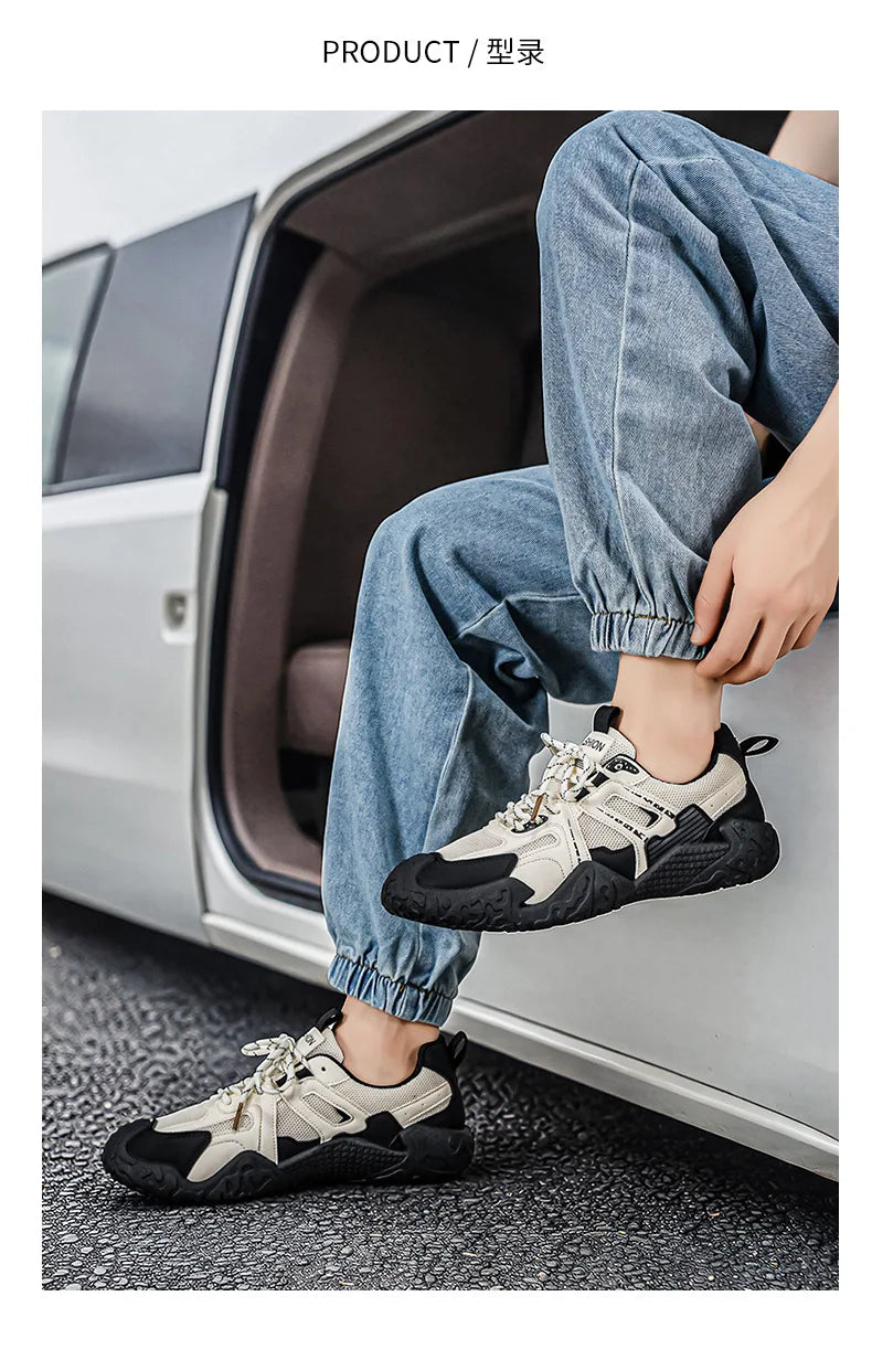 Men's 2026 Summer New Breathable Hiking Sneakers Anti-Slip Wear-Resistant Outdoor Casual Daily Streetwear Footwear in 3 Colors