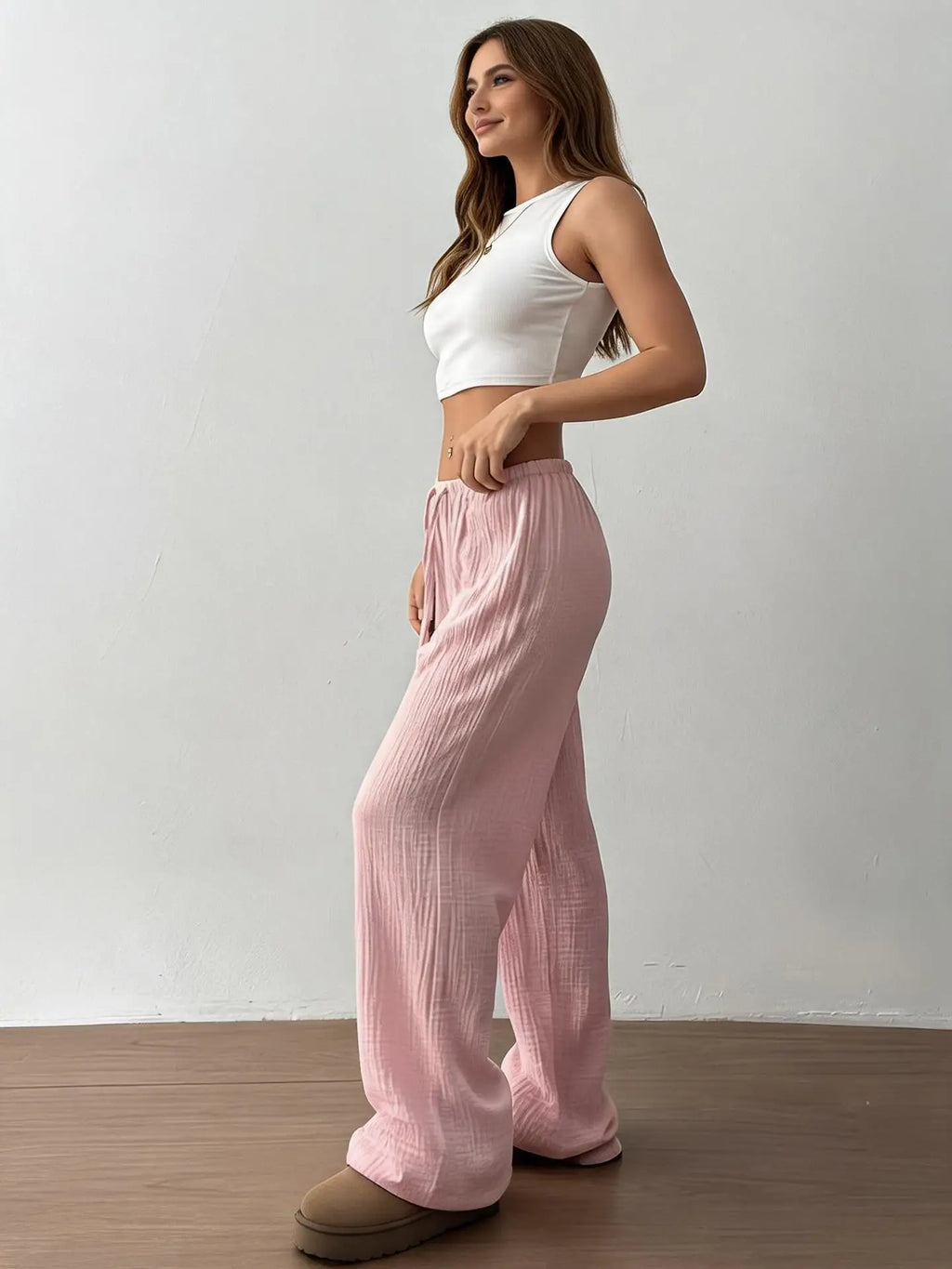 Summer Thin Texture Loose Pants Women High Waist Wide Leg Pants Women Casual Lazy Style Comfortable Breathable Trousers Women