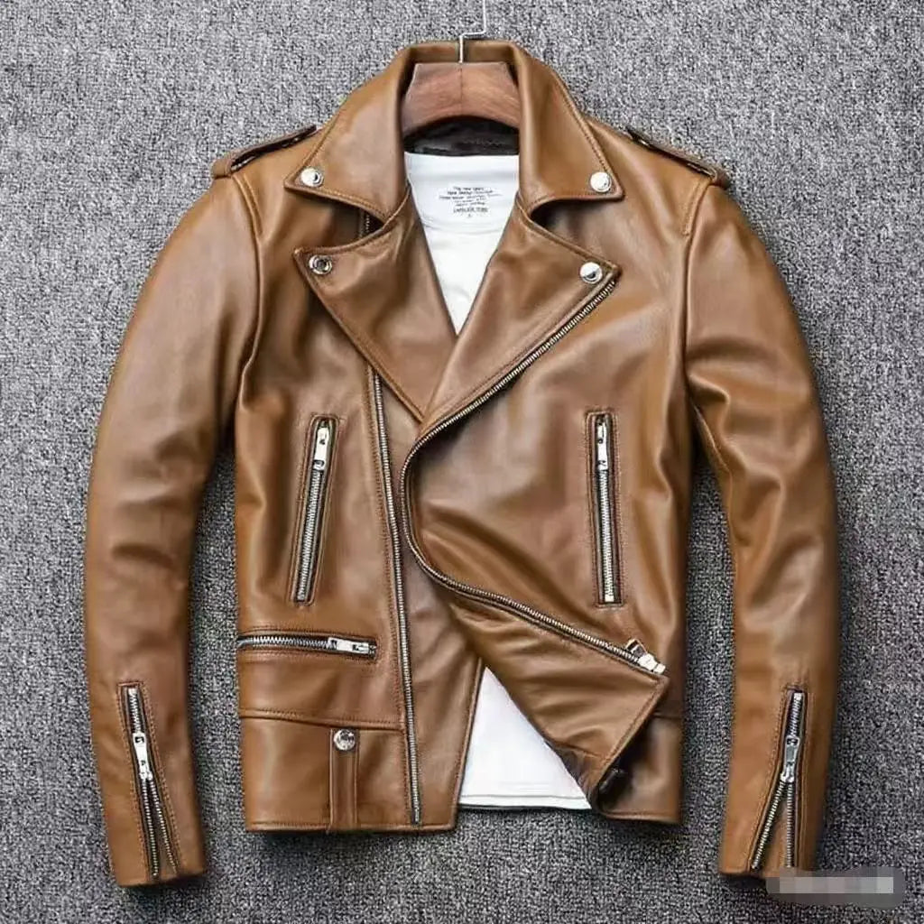 Hong Kong Style Men Leather Jacket Trendy Lapel Men Spring Autumn Top New Style Youth Retro Outerwear High Grade Couple Jacket