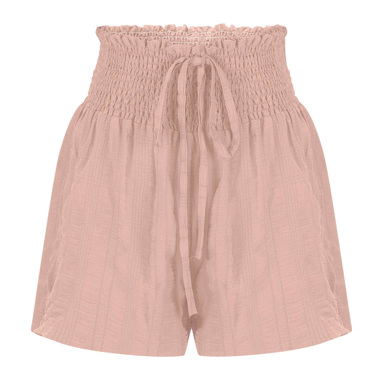 Women Casual High Waist Shorts Skirt Smocked Elastic Drawstring A-Line Flowy Short Skirt Pants Summer Solid Color Beach Skorts