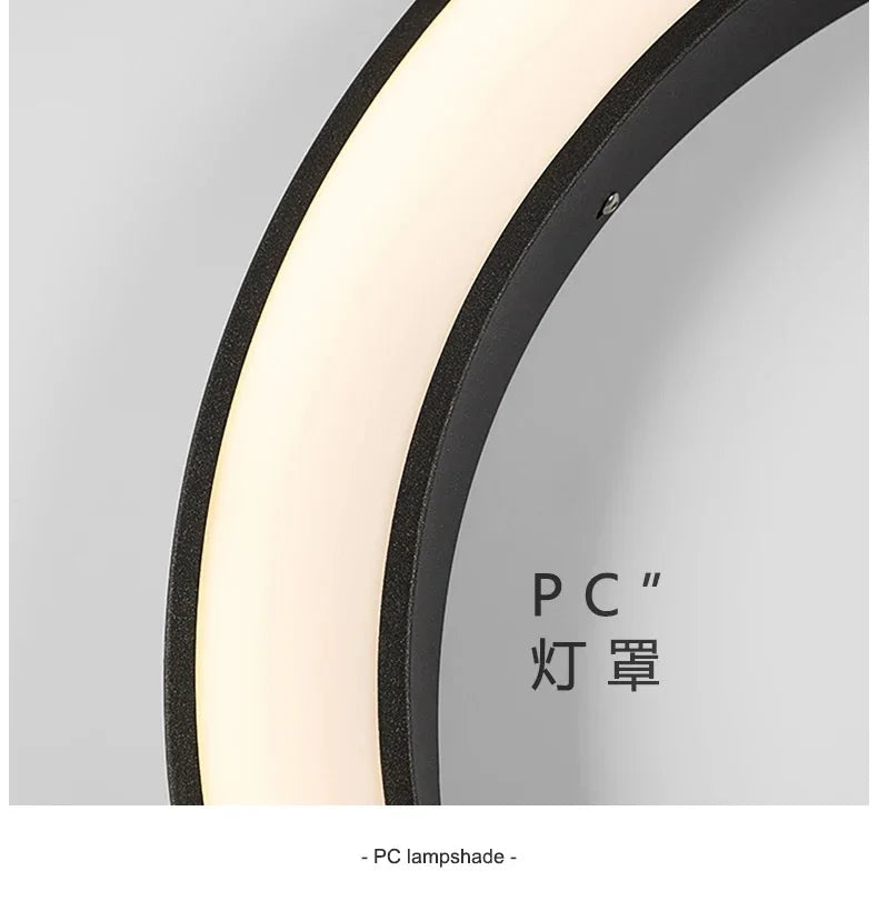 Modern IP65 Waterproof LED Outdoor Wall Light Villa Terrace Garden Street Light Round Moon Background Porch Lamps