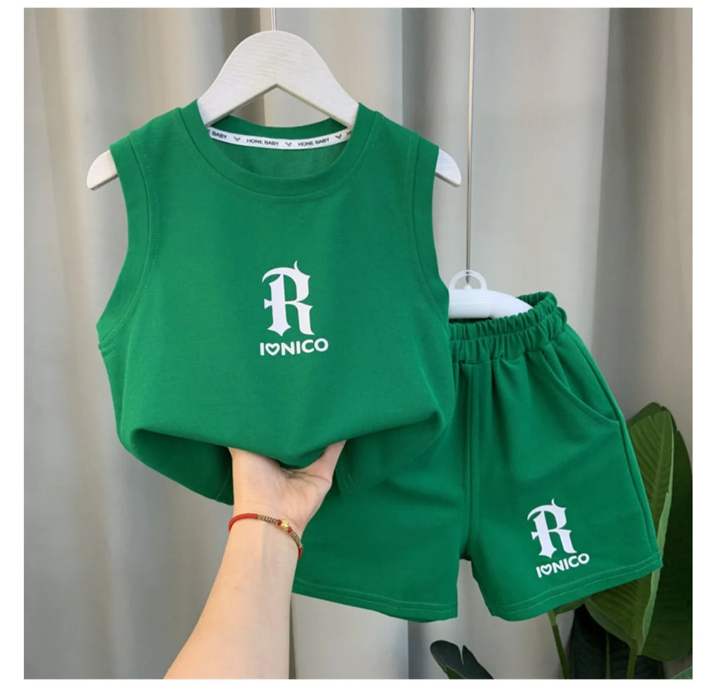 Children's Summer Clothing Set 2026 New Fashionable Boys and Babies Sleeveless T-shirt Shorts 2-Piece Girls' Casual Sports Set