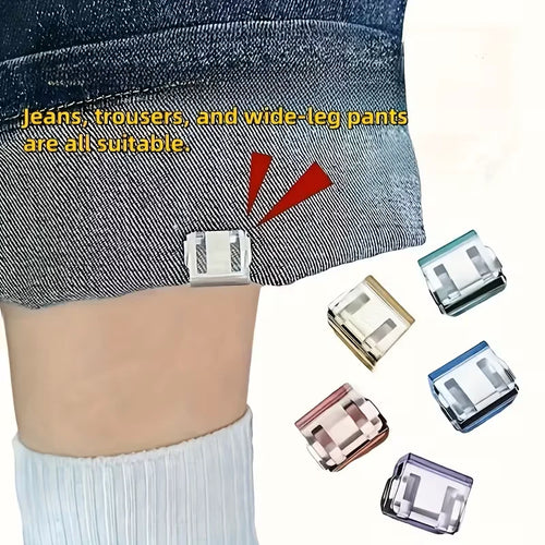 10pcs Invisible leg shortening device, adjustable anti slip hidden clip, suitable for jeans, no need for sewing clothes adjuster