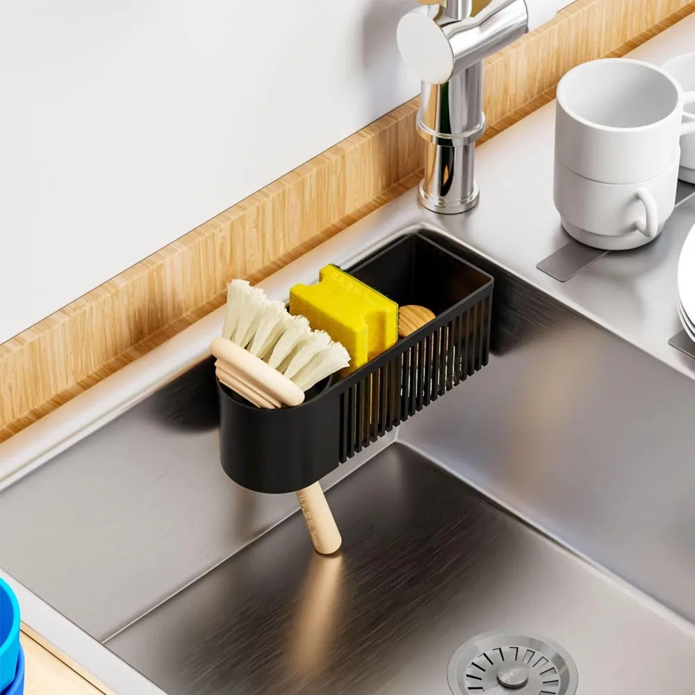 Well-ventilated Kitchen Sink Organizer Plastic Sponge Holder Kitchen Drain Rack Space-saving Dish Soap Dispenser Dishcloths