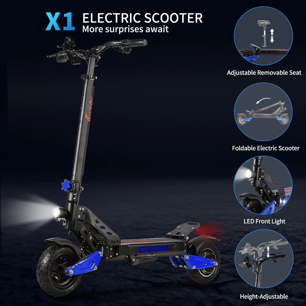 Heavy Duty X1 Electric Scooter 1000W Brushless Motor 100KG Max Load 35KM Range Dual Shock Absorption and Foldable Frame