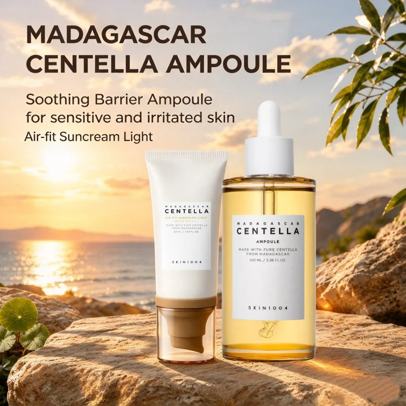 Korean Centella Ampoule Serum,Air-fit Suncreen Light SPF30 PA+++,Daily Suncreen Face Anti-Aging Serum Original Skincare Products