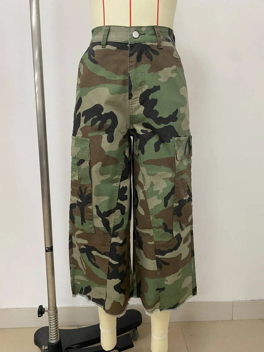 Women Mid Length Pant Vintage Camouflage Cargo Pants High Waist Trousers Capris Y2k Streetwear Elegant Work Casual Loose 2026