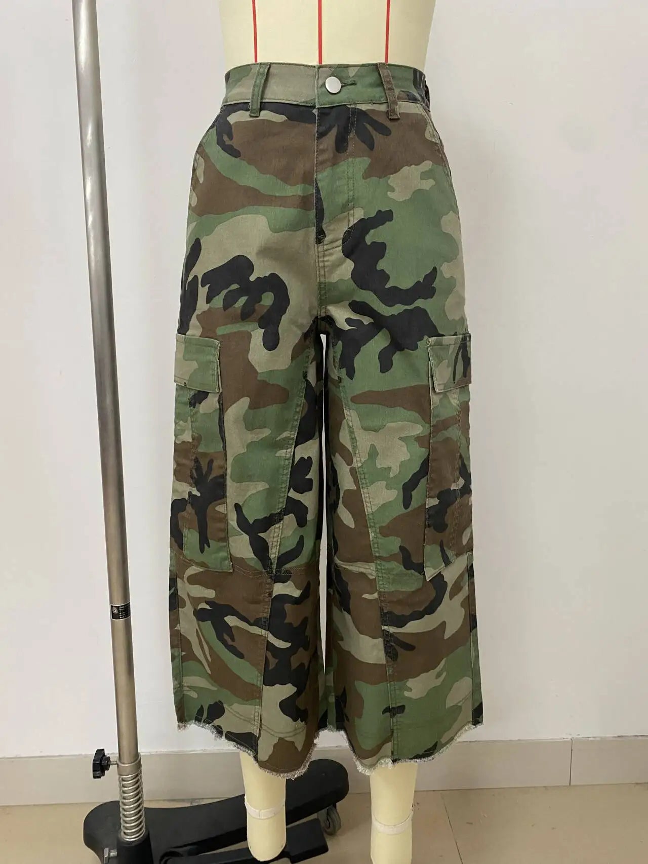 Women Mid Length Pant Vintage Camouflage Cargo Pants High Waist Trousers Capris Y2k Streetwear Elegant Work Casual Loose 2026