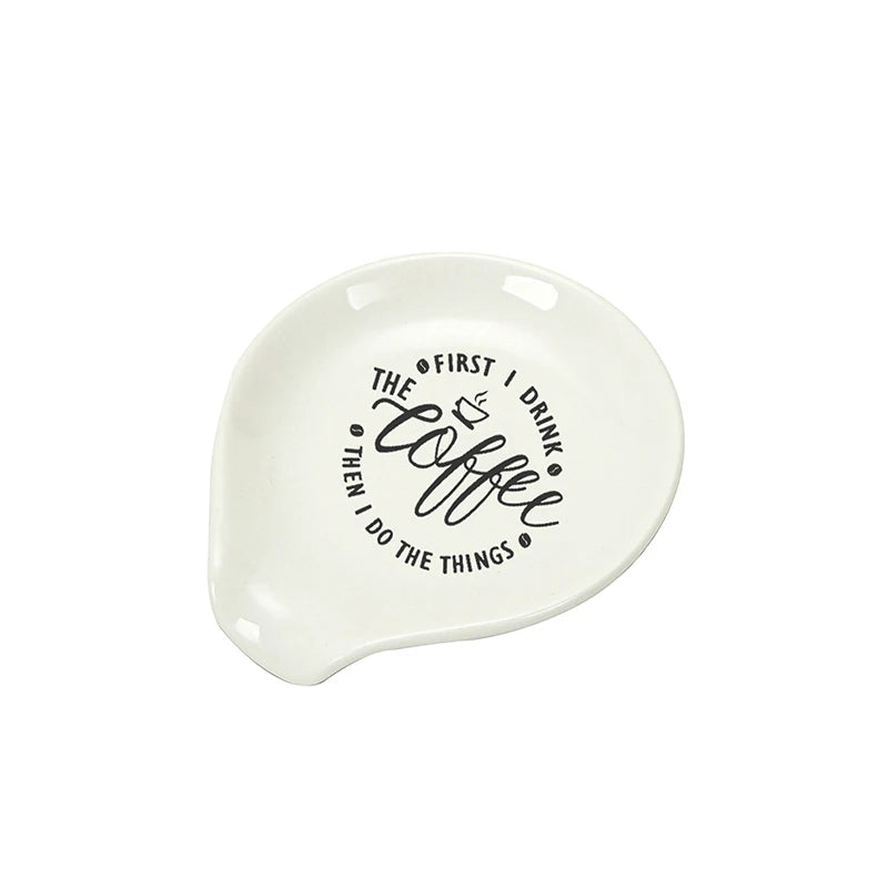 White Ceramic Versatile Spoon Holder & Tray Perfect For Coffee & Soup Spoons Kitchen Organizer Kitchen Utensils Tableware〔CC11〕