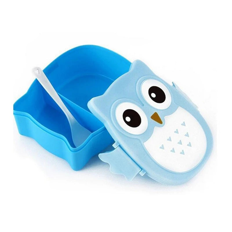 Hamburger Lunch Box Double Tier Cute Burger Bento Lunchbox Microwave Food Container Fork Tableware Set Owl Compartment