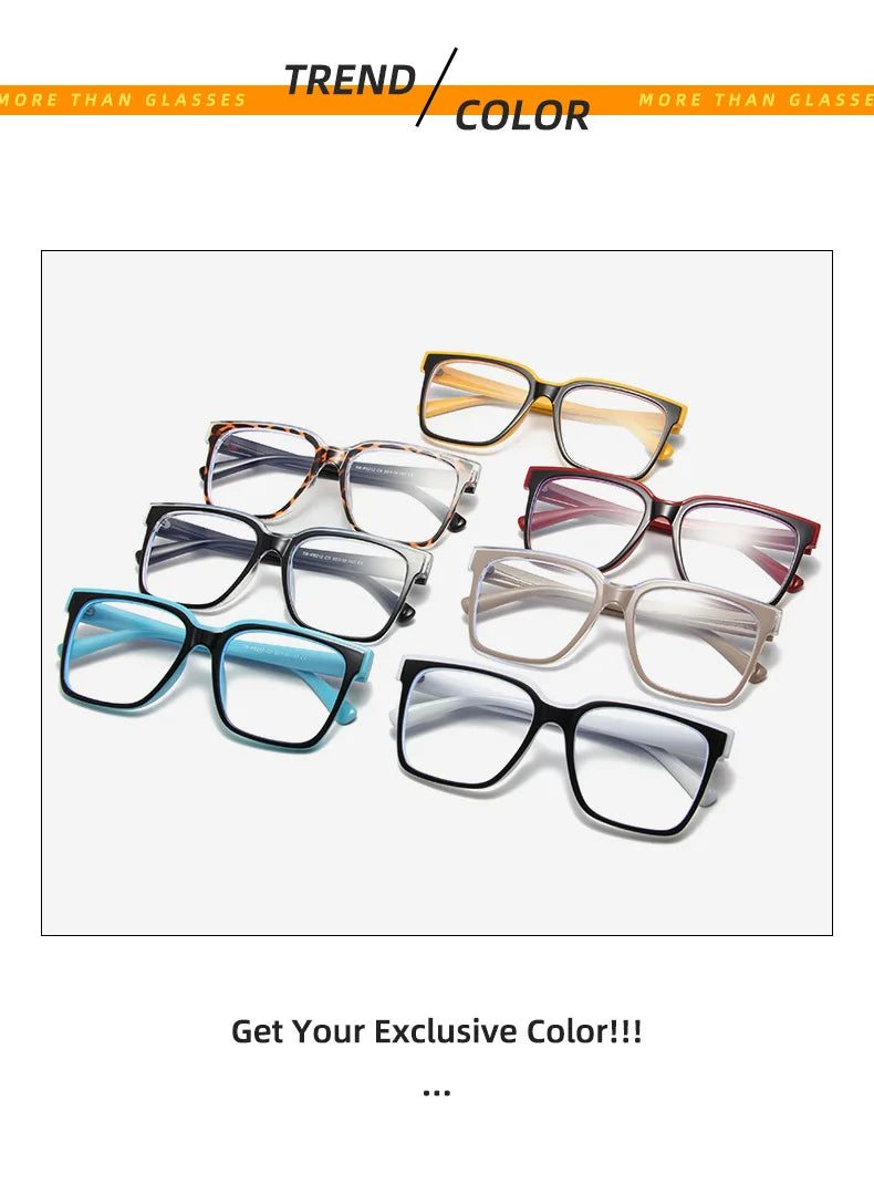 Fashion Double Color Women Cat Eye Glasses Frame Retro TR90 Clear Anti-Blue Light Eyewear Men Optical Blue Yellow Frame