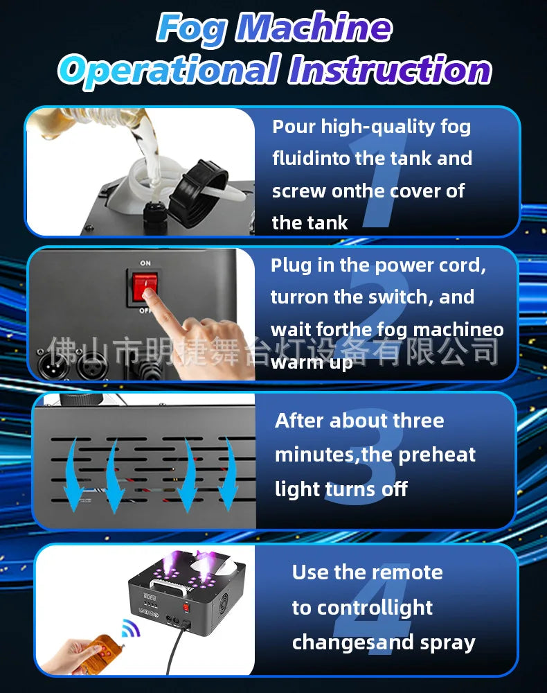 2000W Smoke Machine Stage Fog DMX512 RGB Light DJ Wedding Event Spray