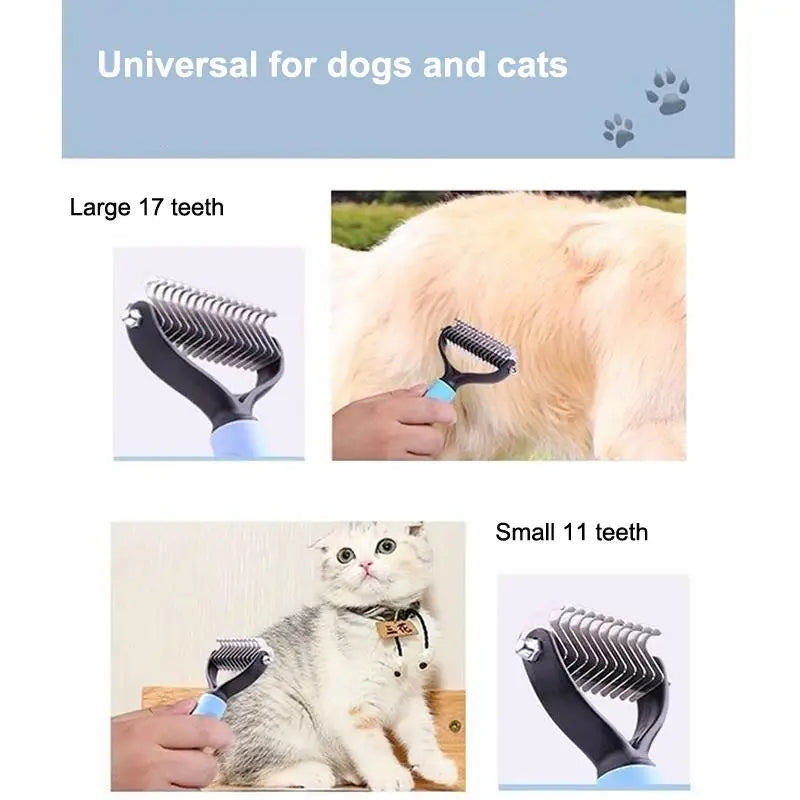 Two sided Pet Deshedding Brush Professional Hair Remover Comb for Dog Cat Grooming Use