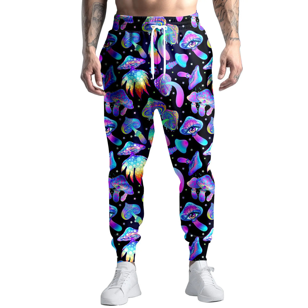 Men's Casual Jogging Pants Abstract Kitten Pizza Print Design Suitable for Outdoor Sweatpants Autumn and Winter Fashion