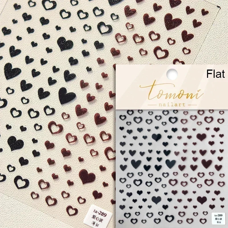 5D Gradient Love Gem Glitter Love Heart Colorful Cat's Eye Rhinestone Soft Self Adhesive Nail Art Stickers Shiny Manicure Decals