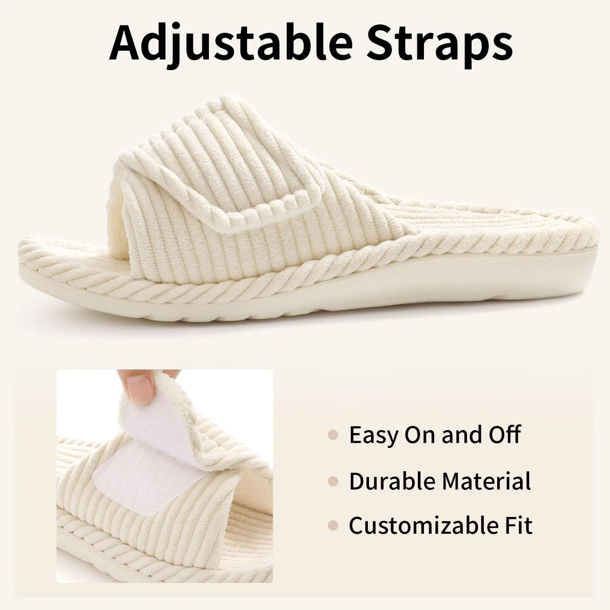 Bebealy Women's Orthopedic Slippers Winter Adjustable Memory Foam Slippers With Arch Support Lady Open Toe Bedroom Houes Slipper