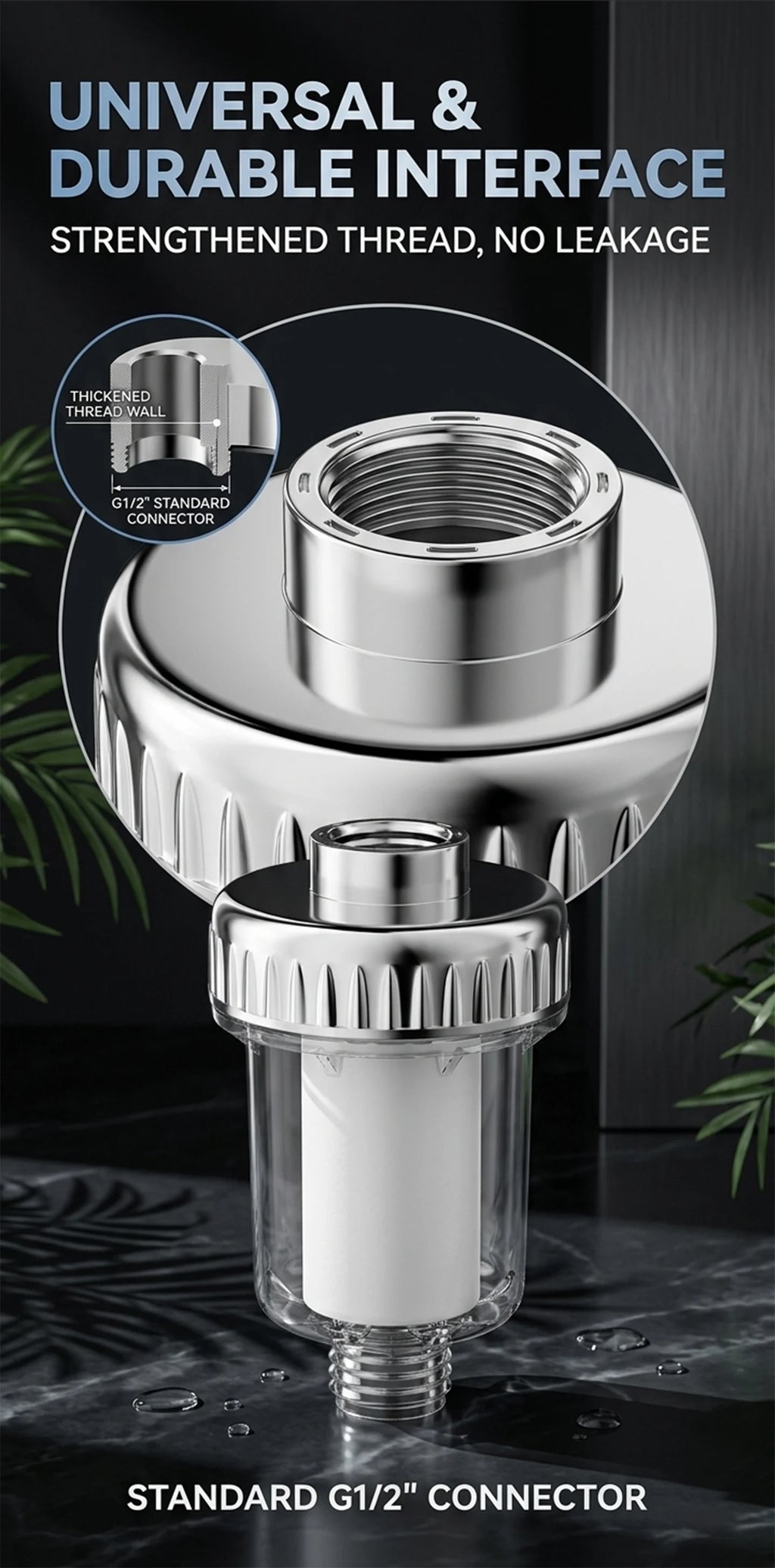 Water Heater Pre Filter Shower Head Filter Transparent Window 20mm Universal Connector Hard Water Purifier Accessory