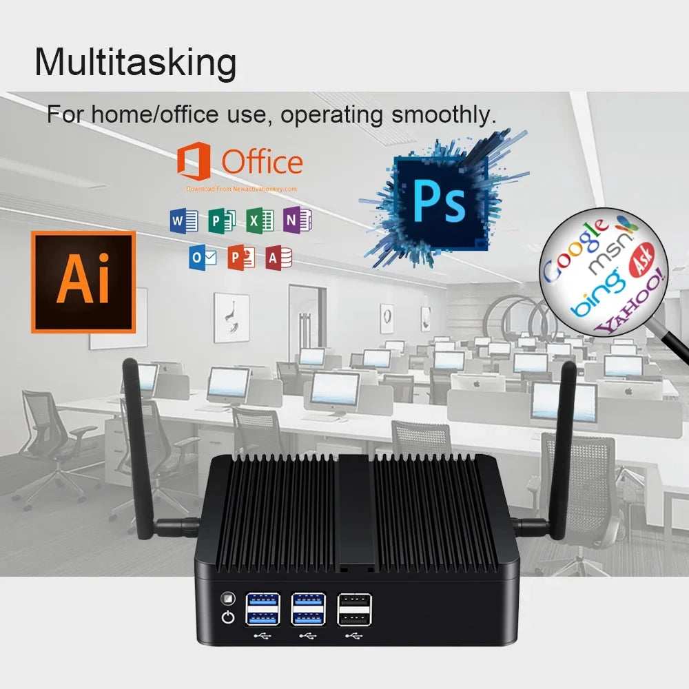 Intel Core I7-4500U I5-5200U I5-4200U Mini PC with 4xUSB3.0 4xUSB2.0 1xHDMI 1xVGA Support Pfsense Linux Computer Win10 Ready