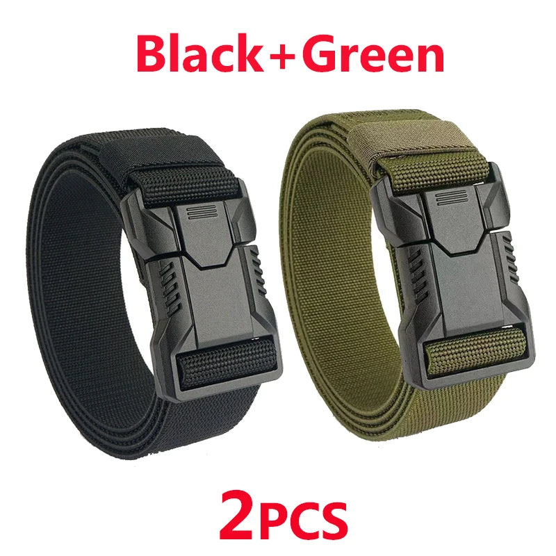 Nylon Tactical Belt Men Automatic Buckle Quick Release Military Belt Outdoor Casual Workwear Training Pants Heavy Duty Web Belt
