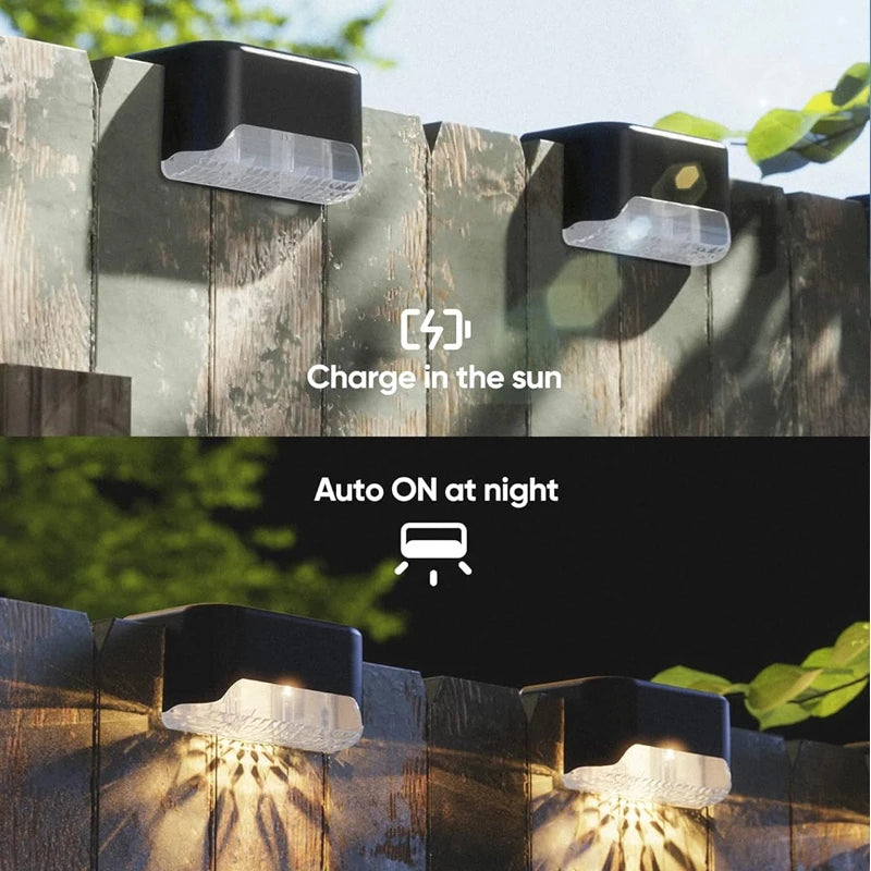 4-12Pcs Solar Deck Lights Outdoor Waterproof LED Fence Lights Step Garden Decorate Lamp for Patio Stairs Railing Pathway