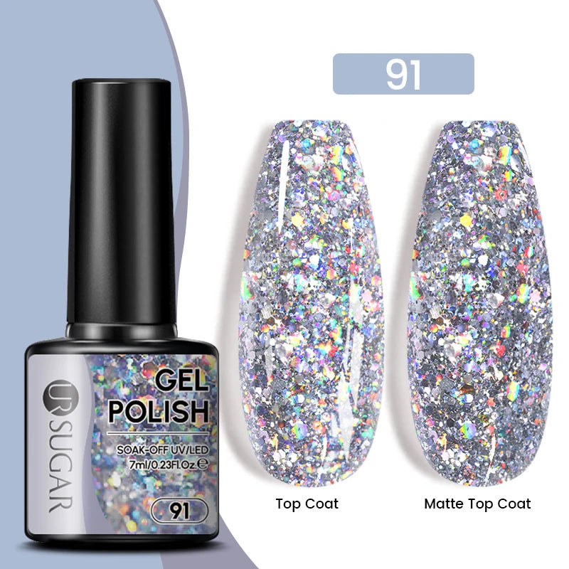 UR SUGAR 7ML Valentine’s Day Gel Nail Polish 107 Colors Classic Black Red Glitter Semi Permanent Autumn Soak Off UV Gel Varnish