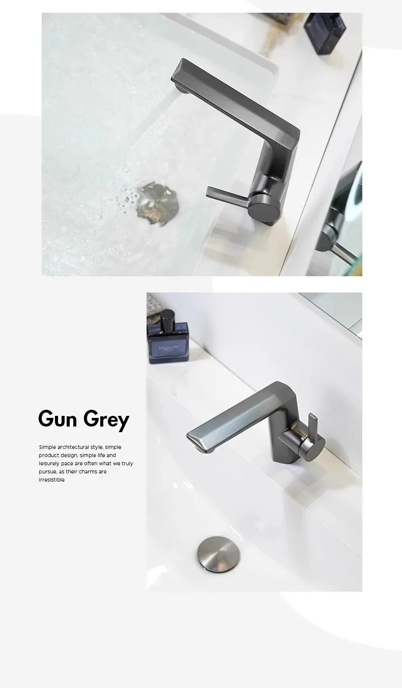 Modern Bathroom Sink Faucet Brass white or brushed gold gray Single Handle Deck Mounted Wash Basin Water Tap Hot And Cold Mixer
