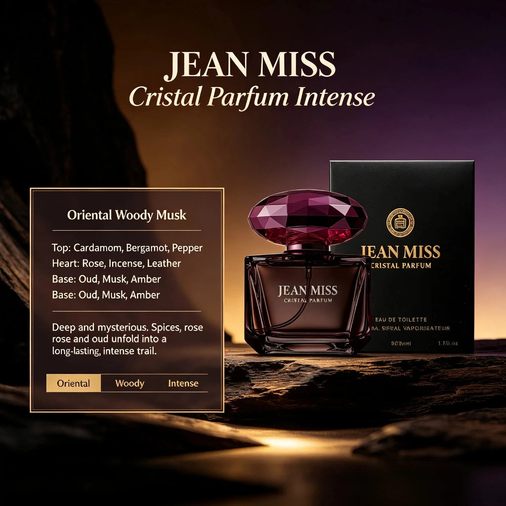 Luxury JEAN MISS Perfume for Women, Elegant Teardrop Bottle with Crystal Diamond Cap, Romantic Floral Long Lasting Eau de Parfum