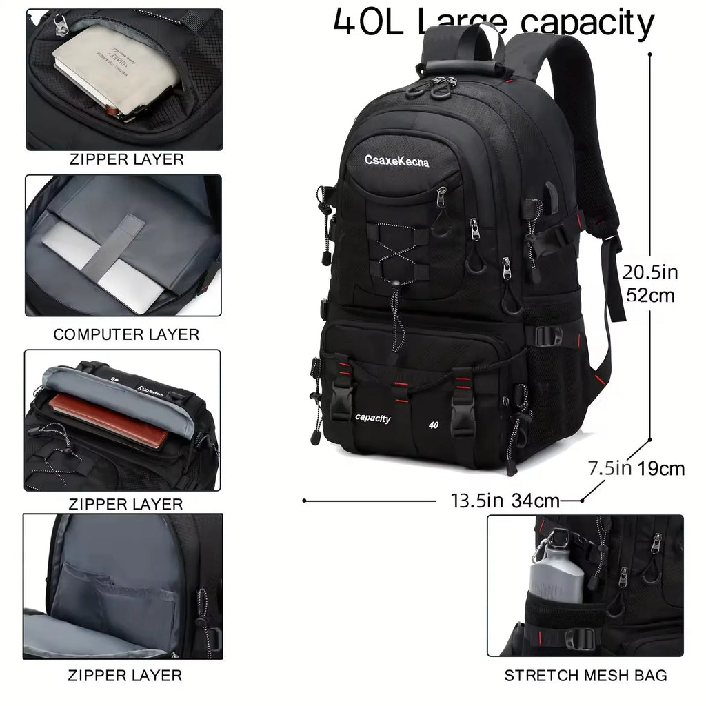 Large Capacity Backpack Professional Outdoor Hiking and Mountaineering Bag Lightweight and Waterproof Travel Bag, USB Interface