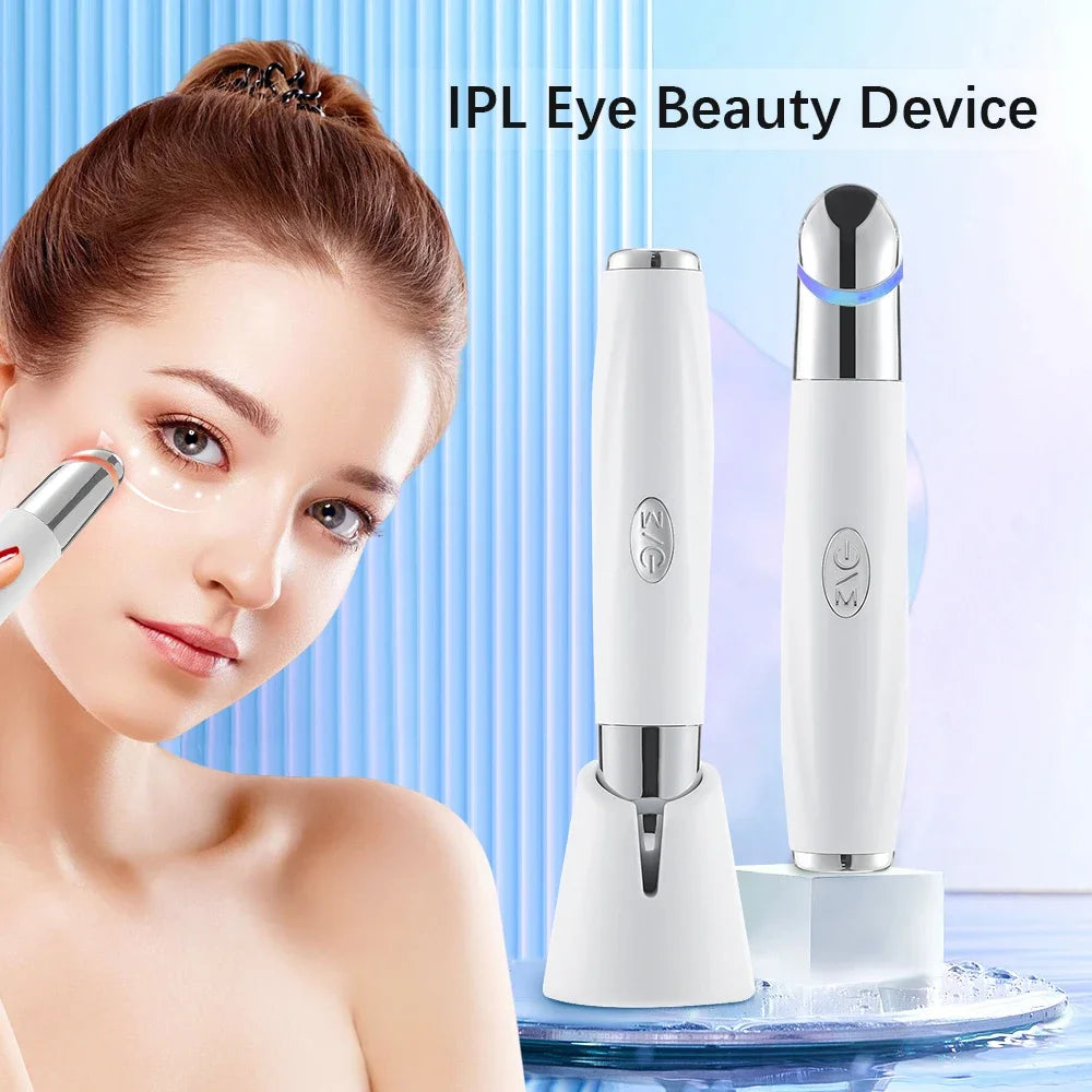 Eye Massage Pen Mini Facial Vibrating Massager Eliminate Eye Bags Puffiness Dark Circles Heated Portable Facial Eye Beauty Meter