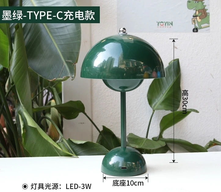 USB Rechargeable Mushroom Table Lamp Three Speed Adjustment Indoor Lighting Fixture Flower Bud Desk Lamps Hoom Decor Night Light