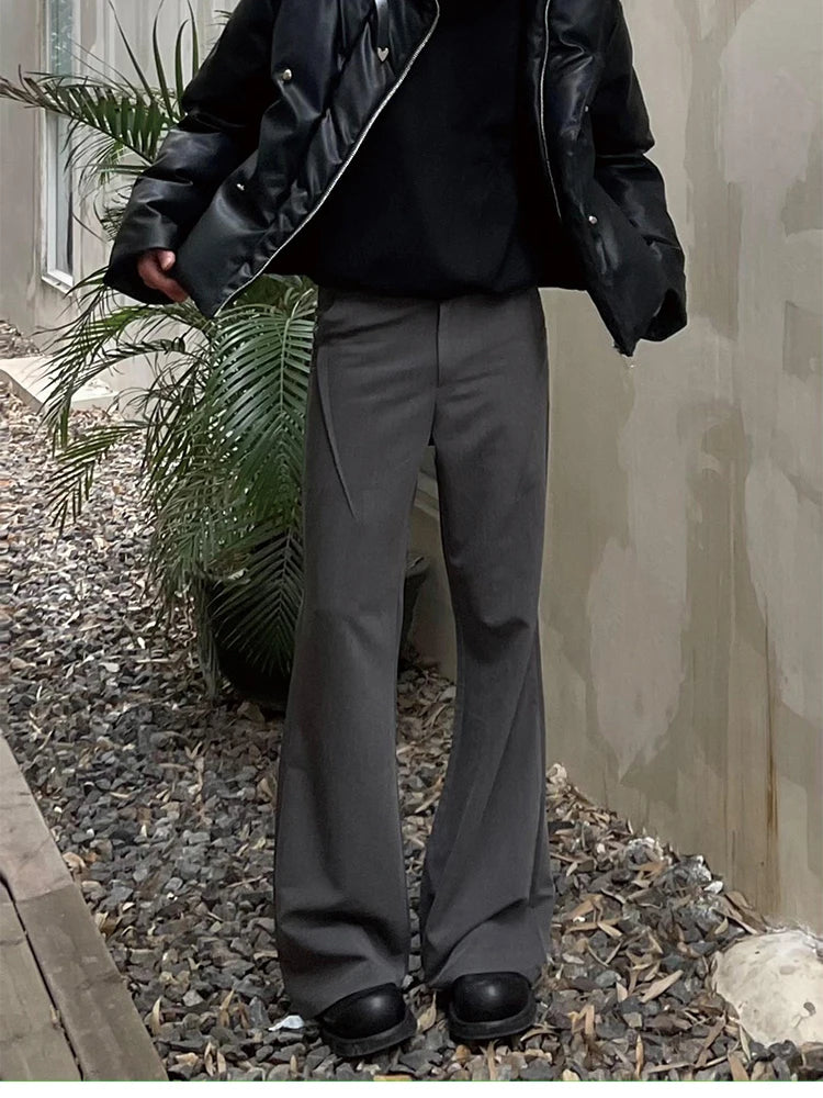 Mauroicardi Spring Autumn Long Black Soft Flare Pants for Mens with High Waist Korean Fashion Smart Casual Chic Trousers 2024