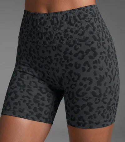 Seamless Leopard Print Yoga Shorts Women High Waist Biker Shorts Tummy Control Gym Workout Fitness Athletic Shorts Activewear