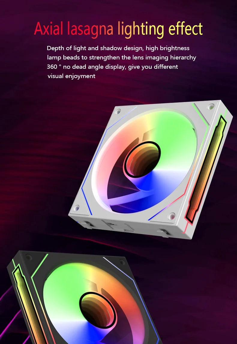 PC Case Fan 120mm ARGB Mirror Cycling Lighting Effect CPU Cooling Fan 4-Pin PWM 58.36CFM Fan for Computer Water Cooling