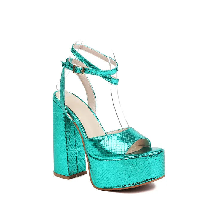 Big Size Oversize Large Size Sandals for Women and Ladies | Thick-Soled Thick Heeled Super High Heeled Sandals for Banquet Weddi