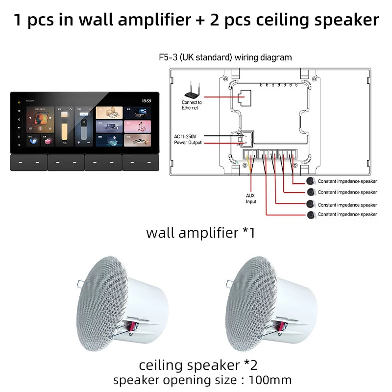 Smart Audio System WIFI Tuya Home Control Panel Built in ZIGBEE gateway IR Bluetooth wall Amplifier Ceiling Speaker Music Player