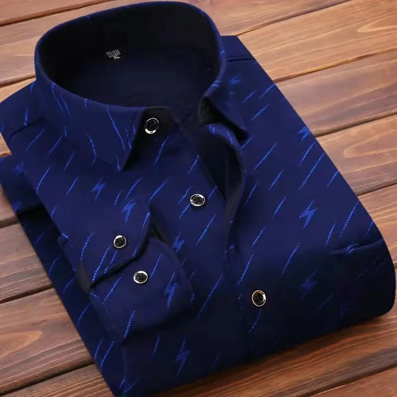 2026 Winter New arrival Men's Fashion Casual Long Sleeve Shirt autumn Men Fleece Thick Warm High Quality Large Size Shirt M-4XL