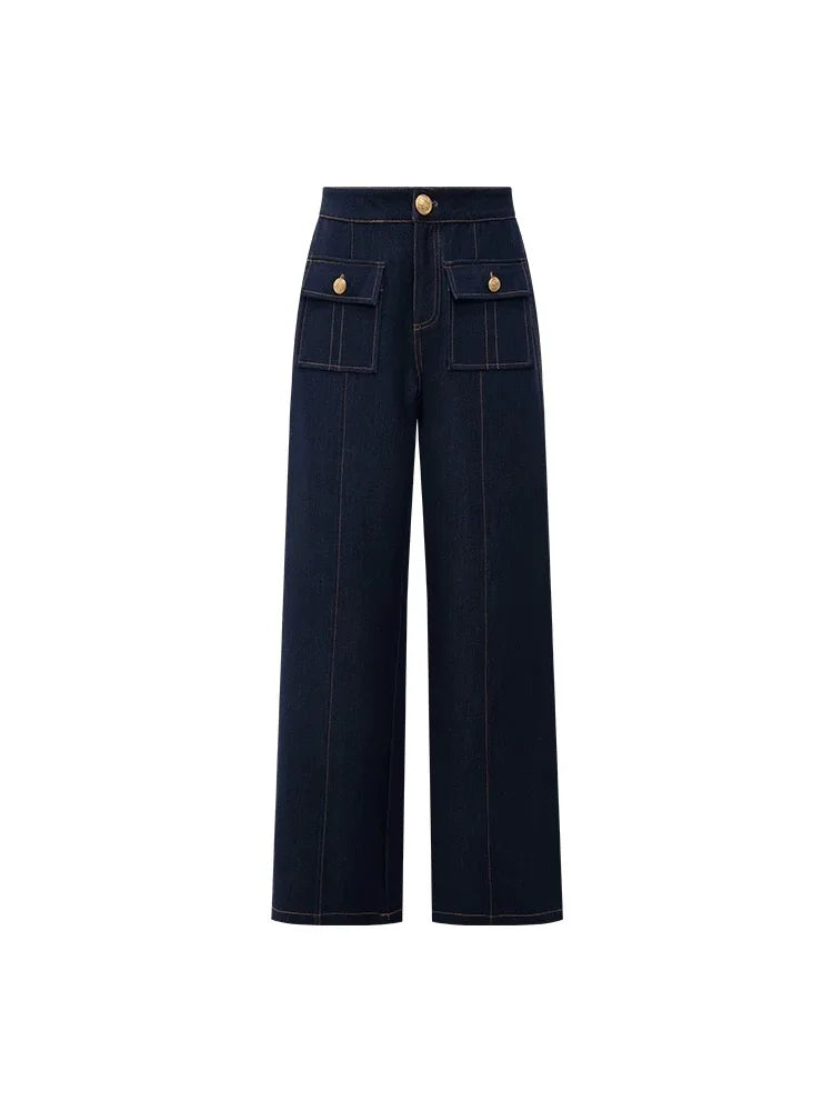 2026 new women's Japanese retro denim vest spring new waist style high-end sleeveless top denim trousers