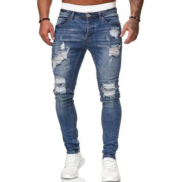 2026 Spring Summer New Men Denim Pants Casual Slim Fit Skinny Ripped Versatile Fashion Long Jeans Men