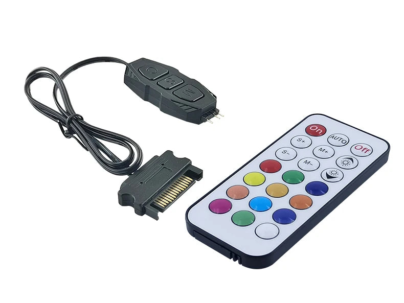 ARGB 5V 3Pin Controller To SATA RGB Remote Mini Controller HUB Adapter RGB Remote Controller for PC Fan Cooling Fan Light Strip