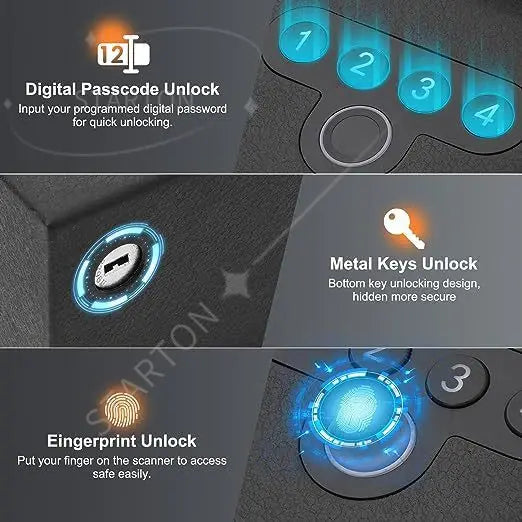 Automatic Pop-up Push and Pull Gun Safe Box with Fingerprint Password Key  for Home Office Security