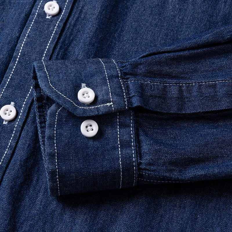 2025 Denim Pure Cotton  Long-Sleeve With Pocket Design Shirt Classic  Fashion Embroider Comfortable Clothes