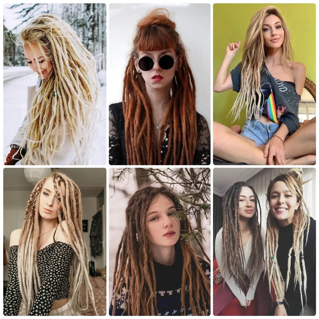 Synthetic Dreadlock Extensions 24 Inch 5 Strands/Pack Single Ended Thin Colorful Crochet Soft Hippe Handmade DreadLocs