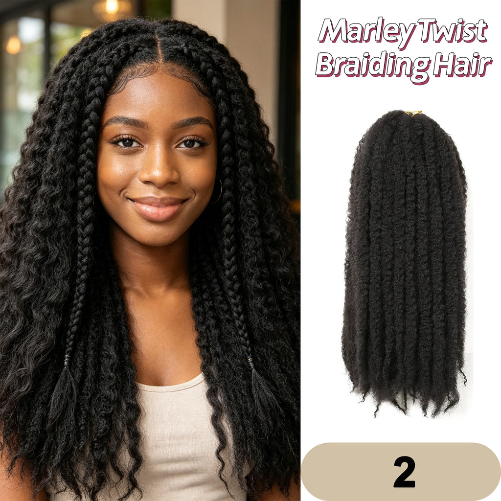 Afro Kinky Twist Crochet Hair Braids Marley Braid Hair 18inches Senegalese Curly Crochet Synthetic Braiding Hair Extensions
