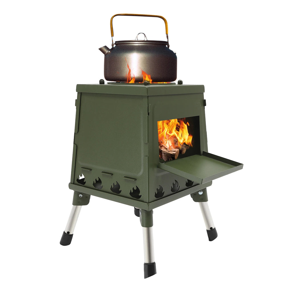 Tent Stove | Black/Green | Portable Wood Stove for Camping Outdoor | Tent Heater Camping Stove Wood Tent Stove Outdoor