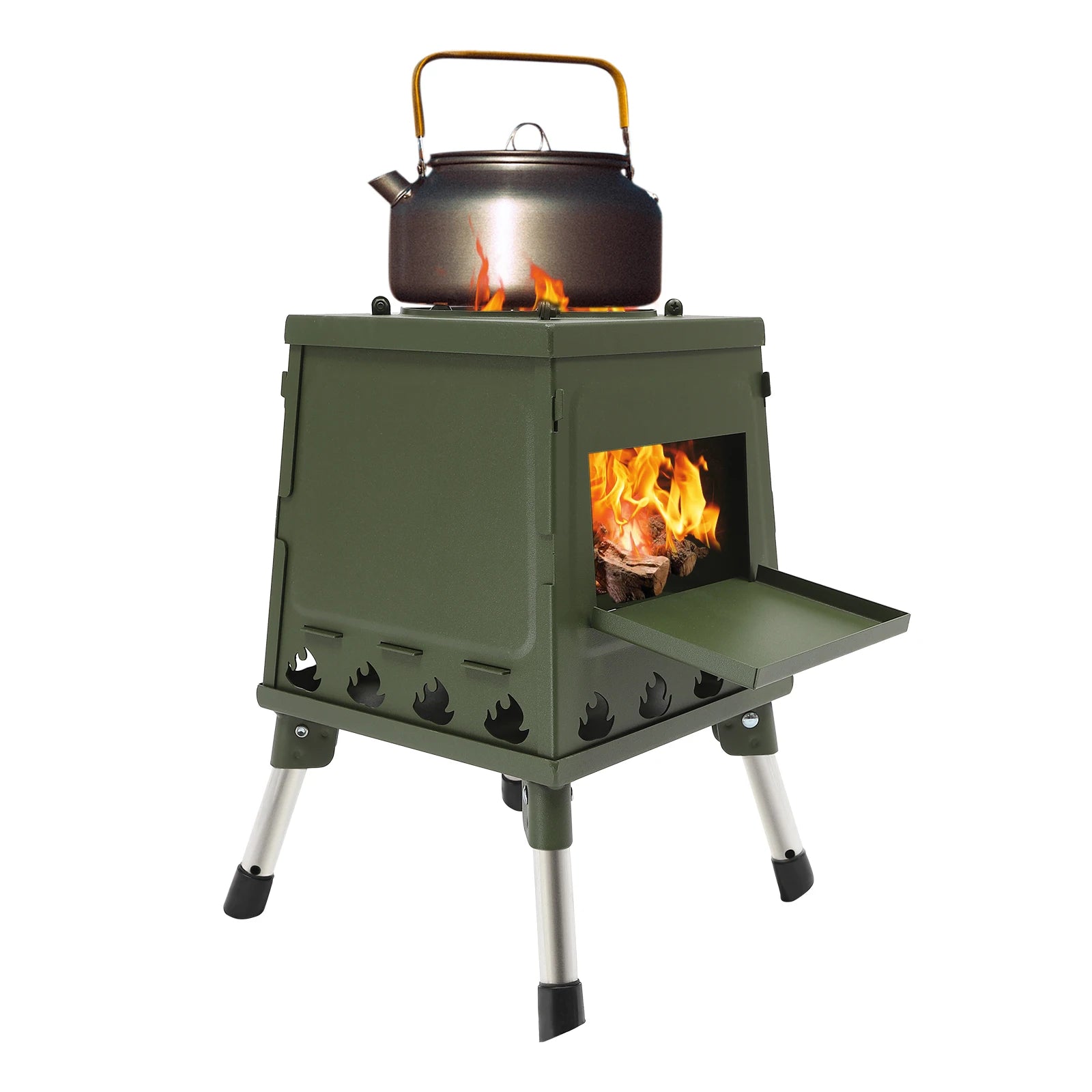 Tent Stove | Black/Green | Portable Wood Stove for Camping Outdoor | Tent Heater Camping Stove Wood Tent Stove Outdoor