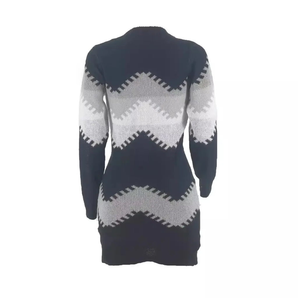 Elegant Party Dresses Female Clothing Women's New Style Women's Fashion Knitted Women's Pullover Knitted Patchwork Tops Dresses